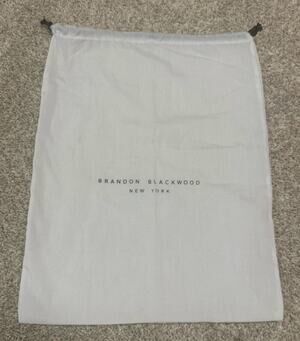 Authentic Brandon Blackwood NY White Logo Dustbag Drawstring Pouch 17” x 13”